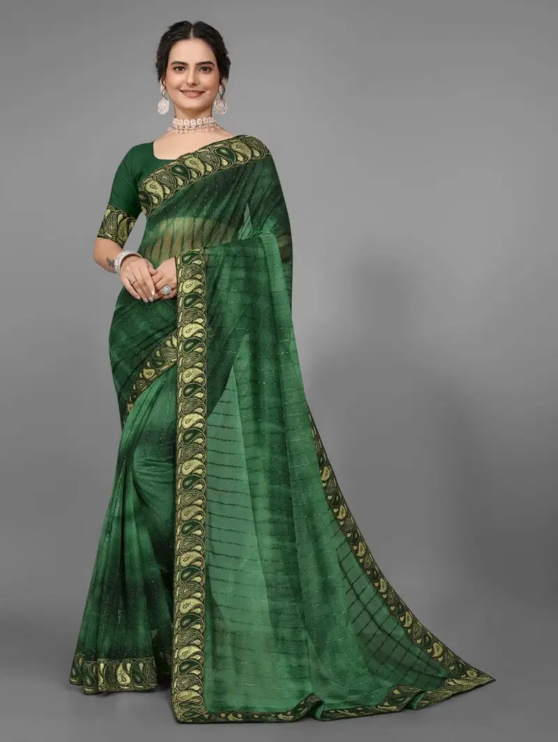 Murga fur Lace Border Lycra Printed Designer sarees Wholesale Shop In Surat